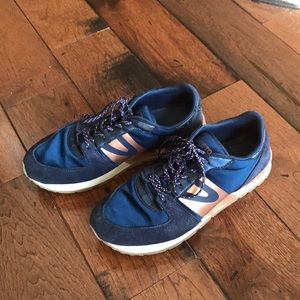 Tretorn Rose Gold and Navy Sneakers
